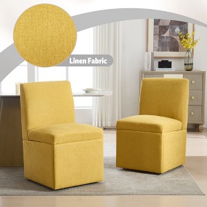 MOONMISS 360 Degree Swivel Upholstered Dining Chairs Set of 2 Swivel Dining Room Chairs Kitchen Chairs Casters & Storage - 1 of 4