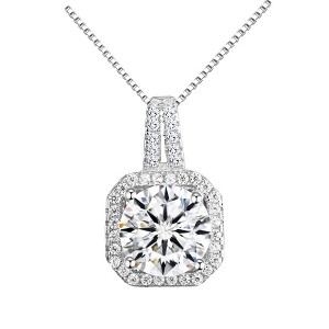 Hollywood Sensation Two Carat Halo Cubic Zirconia Pendant Necklace - 1 of 4