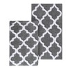 Home Mart Goods Grey 2 Piece Trellis Plush Soft Cozy 100% Cotton Bath Mat Set - 2 of 3