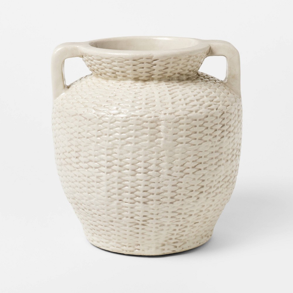 Large Woven Texture Ceramic Vase Cream - Threshold™ designed with Studio McGee