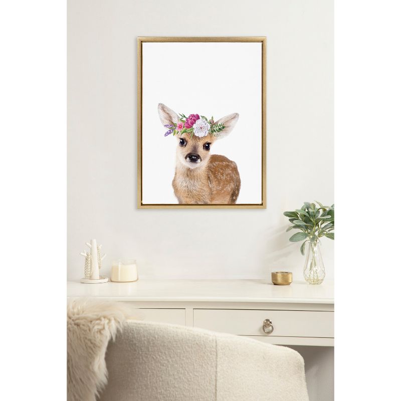 Kate & Laurel All Things Decor 18"x24" Sylvie Flower Crown Fawn Framed Wall Art by Amy Peterson Art Studio , 5 of 7