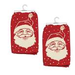 Decorative Towel Santa Kitchen Towels Set/2  -  Set Of Two Kitchen Towels 28 Inches -  Snowy Print  -  102425  -  Cotton  -  Red
