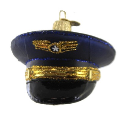 Old World Christmas 2.75" Pilot's Cap Friendly Skies Professional  -  Tree Ornaments