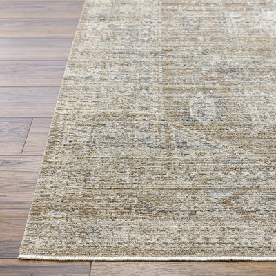 Gray and Taupe Low Pile Washable Polyester Area Rug