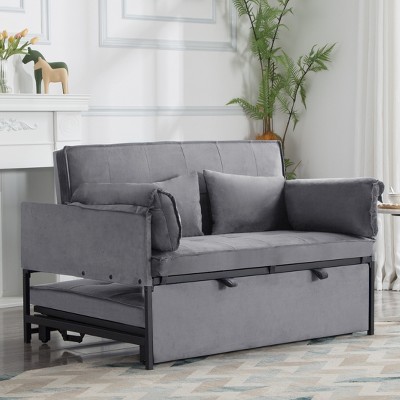 VYNXARIA 46inch Pull-out Sleeper Sofa bed, can be easily converted into a twin size bed,Gray