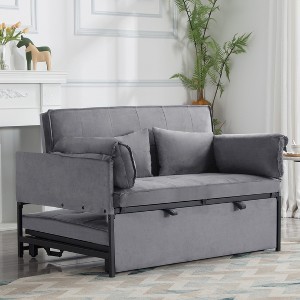 VYNXARIA 46inch Pull-out Sleeper Sofa bed, can be easily converted into a twin size bed,Gray - 1 of 4