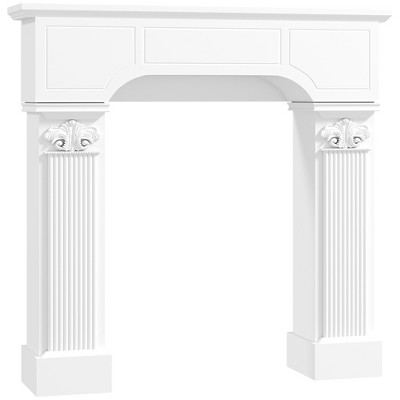 HOMCOM Baroque Fireplace Mantel, Freestanding Fireplace Surround with Ionic Leg for Electric Fireplaces, 43.3" W x 42.8" H, White