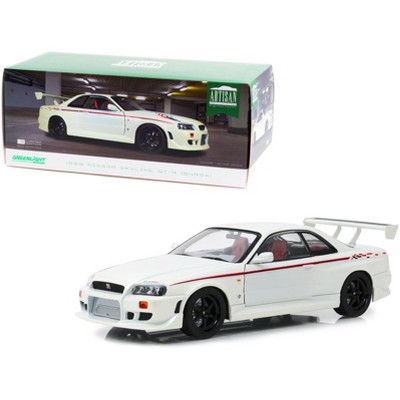 1999 Nissan Skyline GT-R (BNR34) RHD (Right Hand Drive) Pearl White with Stripes & Graphics 1/18 Diecast Model Car by Greenlight