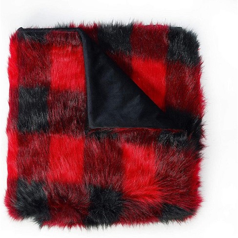 De Moocci Buffalo Plaid Fuzzy Faux Fur Throw Blanket Target