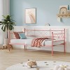 Twin Daybed with Trundle,Metal Platform Bed Frame with Pull-Out Bed,Space-Saving,Sturdy Steel Slat Support,No Box Spring Needed,Ideal for Guest Room - 3 of 4