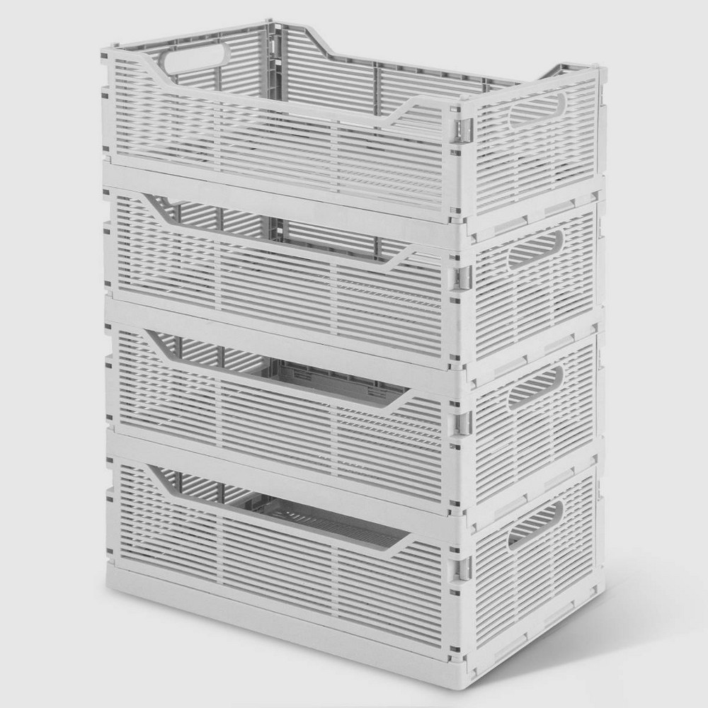 VUSIGN Collapsible Storage Crates Large Gray