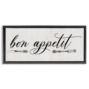 Stupell Industries Bon Appetit Vintage Cutlery Floating Frame Canvas Art, Black, 25" x 11" - 1 of 4