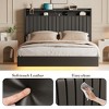 Coucheta Floating Bed Frame with LED Lights & Charging Station, Upholstered Leather Platform, 50" Tall, No Box Spring Needed - 3 of 4