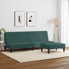 vidaXL Velvet 2-Seater Sofa Bed and Footstool - Dark Green | Convertible Sleeper Sofa | Cozy and Adjustable for Lounge, Living Room - 2 of 4