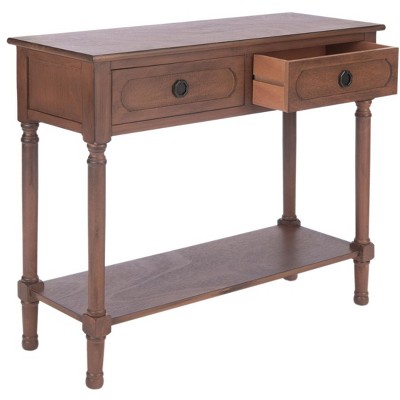 Allura Contemporary French Brown Console Table with Dual Storage Drawers
