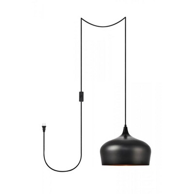 Elegant Lighting Nora 1 Light Black plug-in pendant
