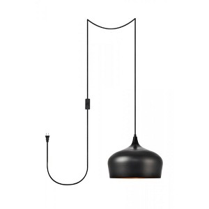 Elegant Lighting Nora 1 Light Black plug-in pendant - 1 of 4