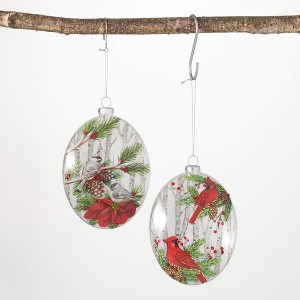 6"H Sullivans Bird Disc Ornament - Set of 2  Multicolored Christmas Ornaments - 1 of 2