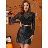 INSPIRE CHIC Women's Mesh Crop Stars Mock Neck Party See Through Blouse - 2 of 4