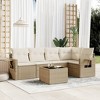 vidaXL 6 Piece Patio Sofa Set with Cushions Beige and Cream Poly Rattan - With Table - 2 of 4