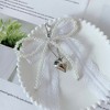 Anna-Kaci Lace Bow Charm Keychain with Pearl Trim and Silver Heart Pendant - White - 2 of 4