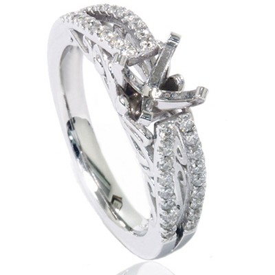 Pompeii3 3/8ct Vintage Diamond Engagement Ring Setting 14K White Gold