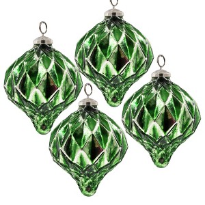 Gulches Set of 4 Elegant 4.2" x 5.1" Glass Christmas Ball Ornaments,Decorative Hanging Accents for Holiday Trees, Garlands, and Festive Celebrations - 1 of 4