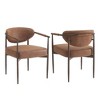 TinyHomie Modern Dining Chairs Set of 2, Upholstered Dining Chairs with Coffee Gold Iron Frame and PU leather backrest and seat cushions - 2 of 4