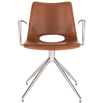 Dawn Midcentury Modern Leather Swivel Office Chair  - Safavieh