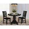 HomeStock 3-Piece Round Black Finish Solid Wood Top Dining Table with 2 Chairs - 2 of 4