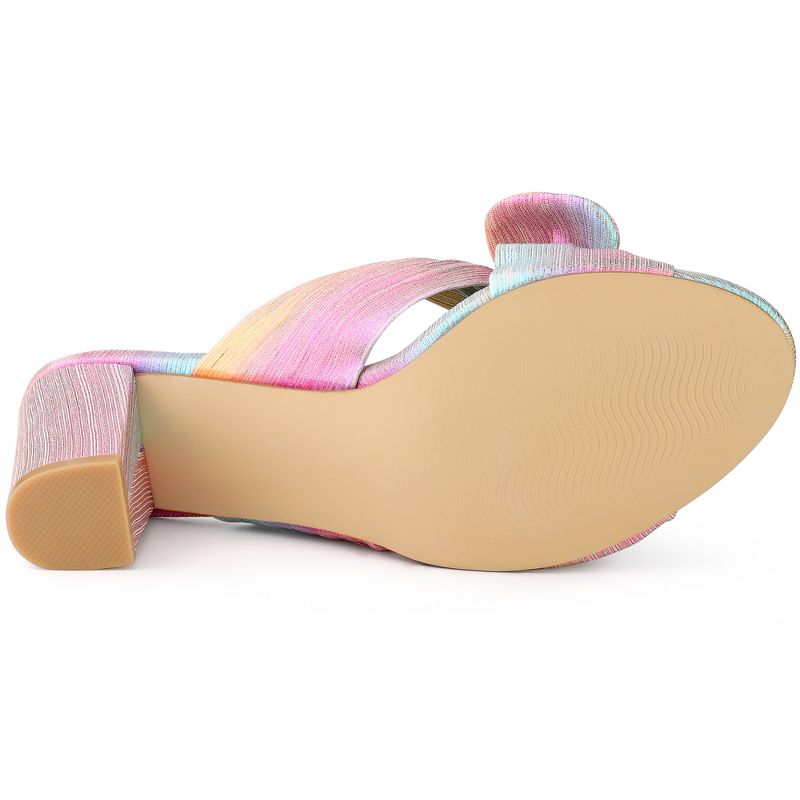 Allegra K Women's Slip-on Bow Chunky Heel Slide Sandals, 5 of 7