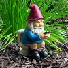 Sunnydaze 9.5-Inch Cody the Garden Gnome on the Throne Reading His Phone Sculpture - Funny Lawn Decoration - Blue - 4 of 4
