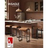 EKHO Mid-Century Modern Bar Stool - 26 Inch Counter Height, Synthetic Leather with Decorative Stitching, Sturdy Metal Frame, Caramel Brown - 4 of 4