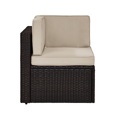 Palm Harbor Sand Wicker Corner Chair with Cushions