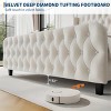 Diamond Button High-Back Upholstered Bed, Modern High Platform Bed Frame, Solid Wood with Soft and Comfortable Sponge Velvet, Bedroom Furniture - 3 of 4