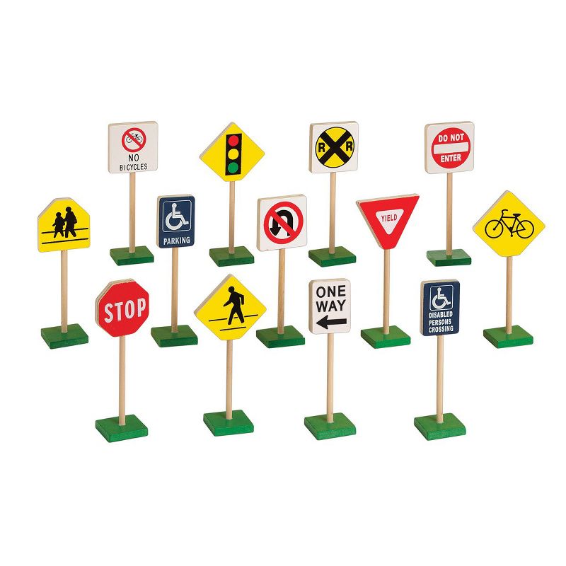 Guidecraft Miniature Traffic 7" Signs - 13 pcs, 1 of 4
