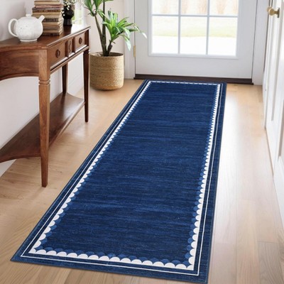 Area Rug for Living Room Scalloped Border Rug Washable Rugs Non Slip Stain Resistant