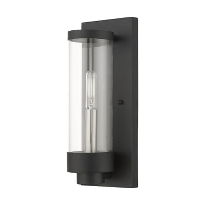 Hillcrest Textured Black Stainless Steel Outdoor Wall Lantern