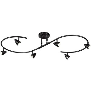 Pro Track Salazar S-Wave 6-Head LED Ceiling Track Light Fixture Kit Spot Light GU10 Adjustable Black Metal Modern Kitchen Bathroom Dining 54" Wide - 1 of 4