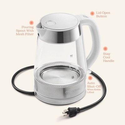 Speed-Boil 1.7L White Glass Electric Kettle with Cool Touch Handle