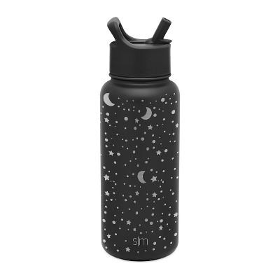 Simple Modern 32oz Insulated Stainless Steel Summit Water Bottle with Straw Pattern - Lunar Midnight Black