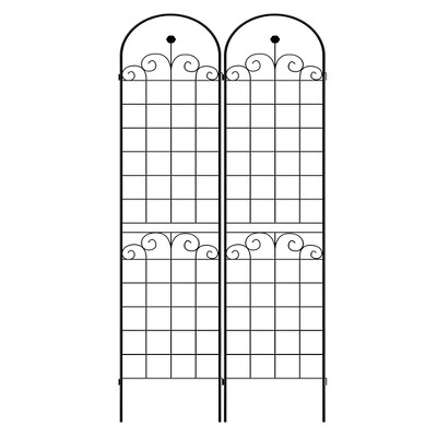 Lirago 2 Pack Metal Garden Trellis Rustproof Climbing Plant Support for Outdoor Flowers Vines Vegetables Black Powder Coated 86.7"H x 19.7"W x 1"D