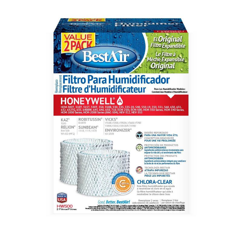 BestAir 2pk HW500 Humidifier Replacement Filter for Honeywell Humidifiers, 3 of 5