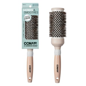 Conair Ceramic Wood Boar Bristle Round Hair Brush - Medium Barrel - All Hair - 1 of 4