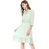 Allegra K Women's Solid Ruffle Hem 3/4 Sleeve A-Line Smocked Short Chiffon Dress - 3 of 4