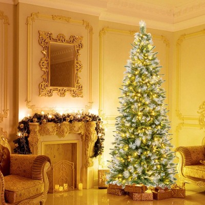 Costway 6/7.5/9 FT Pre-Lit Artificial Christmas Tree with 580/820/1228 Frosted Tips 470 LED Lights