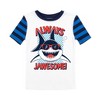 Always Jawsome Youth Boy's Blue & Black Striped Short Sleeve Shirt & Sleep Pants Set - 2 of 4