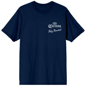 Men's Corona Feliz Navidad Graphic T-Shirt - Navy Blue - 1 of 2