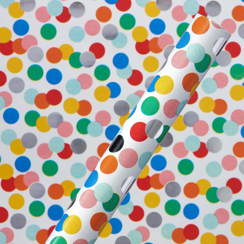 Adult Birthday Dots Gift Wrap Roll White - Spritz&#8482;, 1 of 5
