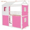 Twin/Full Size Bunk Wood House Bed with Tent, Fun Playhouse Design for Kids - ModernLuxe - 3 of 4